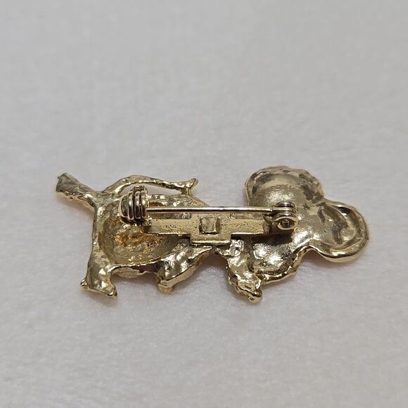 Gold Plated Mouse Brooch with Red Crystal - Picture 2 of 5